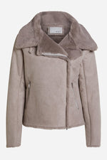 Load image into Gallery viewer, Oui Faux Fur Biker Jacket -GREY
