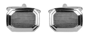 Cut Corner Rhodium Plated Cufflinks
