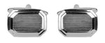 Load image into Gallery viewer, Dalaco Rectangular Cut Corner Rhodium Plated Cufflinks
