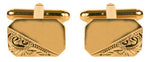 Load image into Gallery viewer, Dalaco Rectangular Cut Corner Engraved Gold Cufflinks
