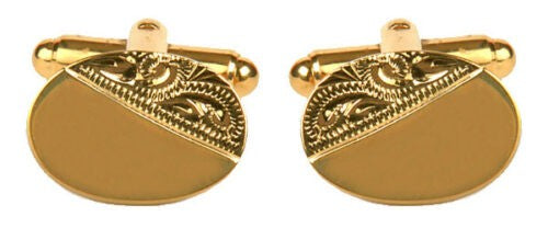 Dalaco Oval Third Engraved Gold Cufflinks