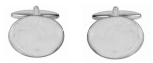 Oval Plain Rhodium Cufflinks