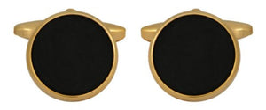 Onyx & Gold Round Cufflinks