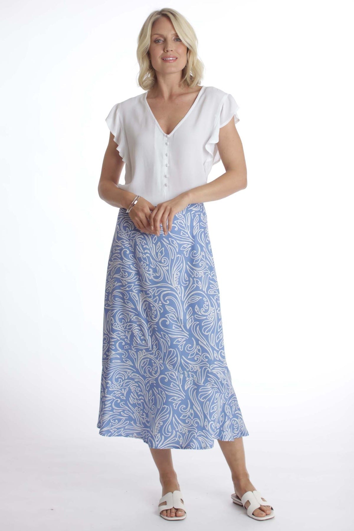 Pomodoro Blue Patterned Skirt