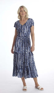Pomodoro Blue Palm Print Dress