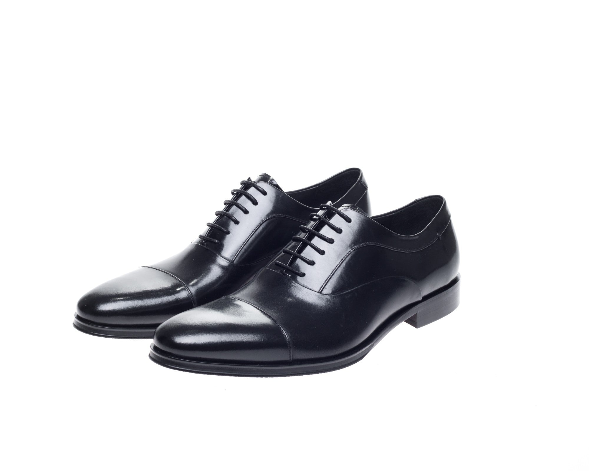 John White Black Guildhall Capped Oxford Shoes