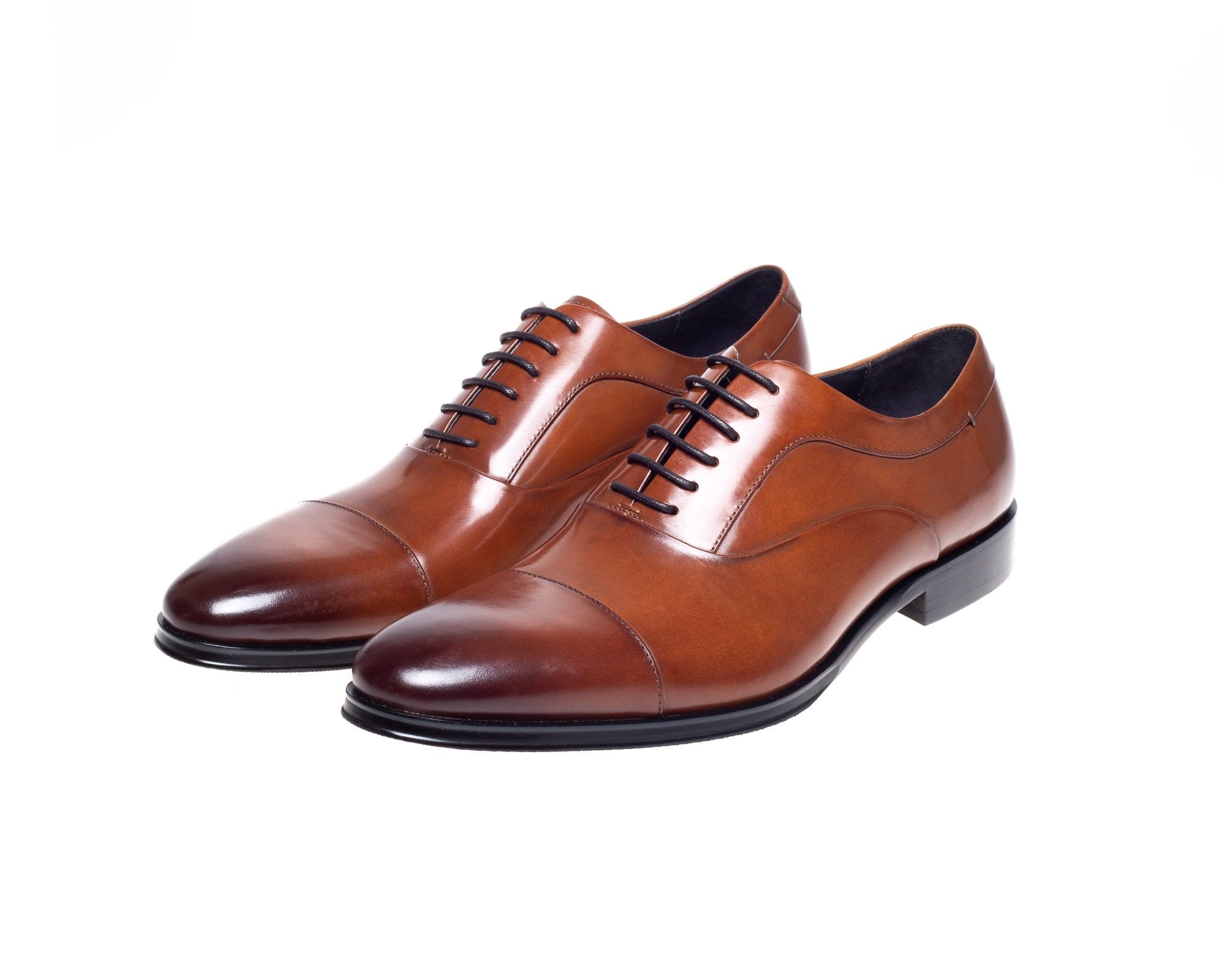 John White Tan Guildhall Capped Oxford Shoes
