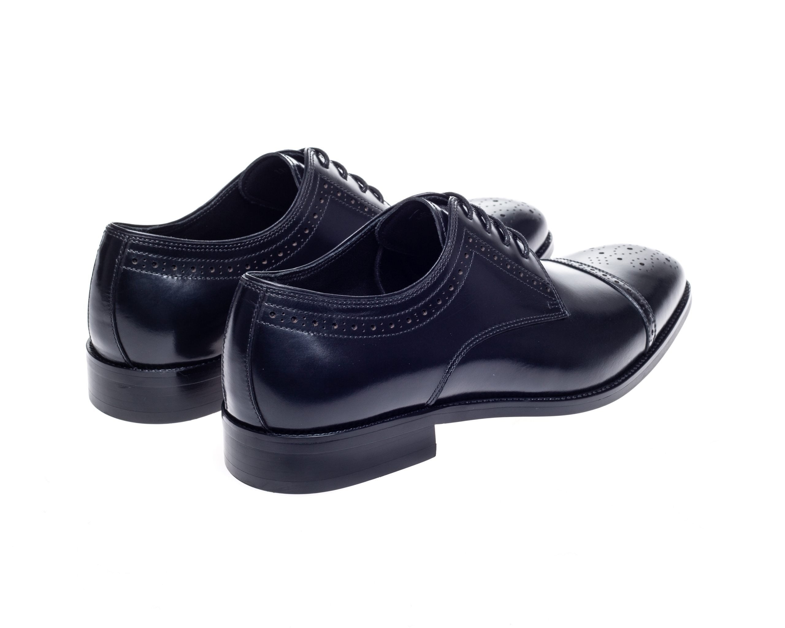 John White Black Lucan Semi Brogue Shoes