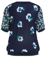 Oui Floral Navy T-Shirt