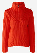 Load image into Gallery viewer, Oui Half Zip Red Knit
