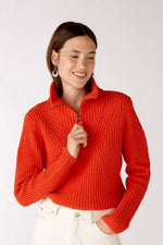 Load image into Gallery viewer, Oui Half Zip Red Knit
