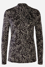 Load image into Gallery viewer, Oui Printed Black Roll Neck
