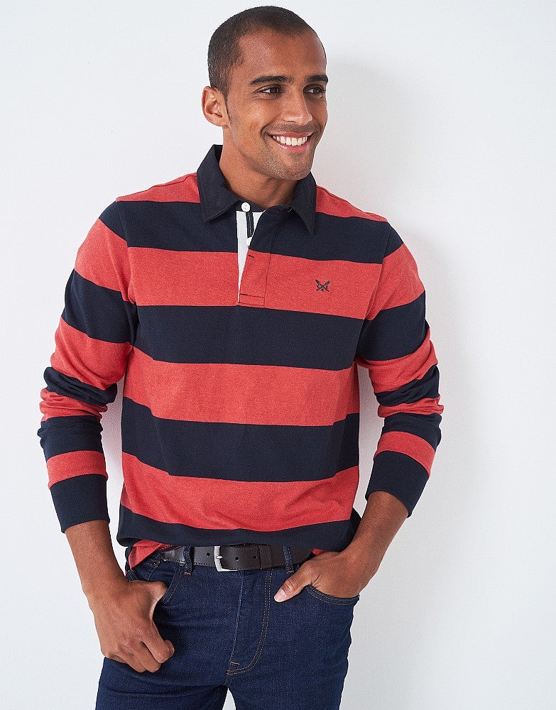 Crew Blue Coral Stripe Rugby Sweatshirt