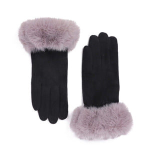 Zelly Black Faux Fur Gloves