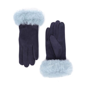 Zelly Navy Faux Fur Gloves