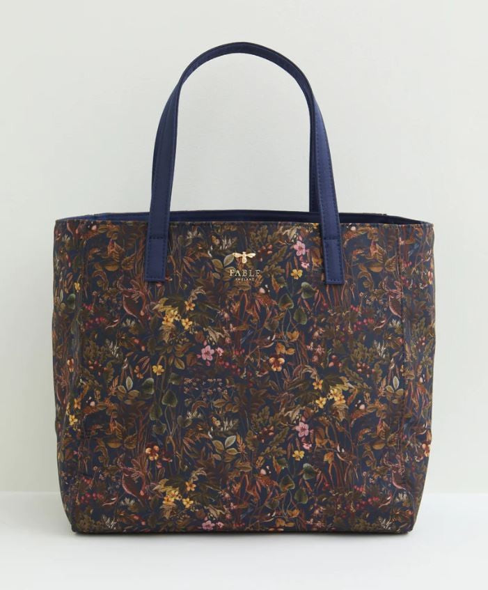 Fable Navy Meadow Tote Bag