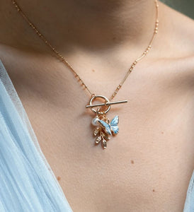 Fable Enamal Blue Butterfly Necklace