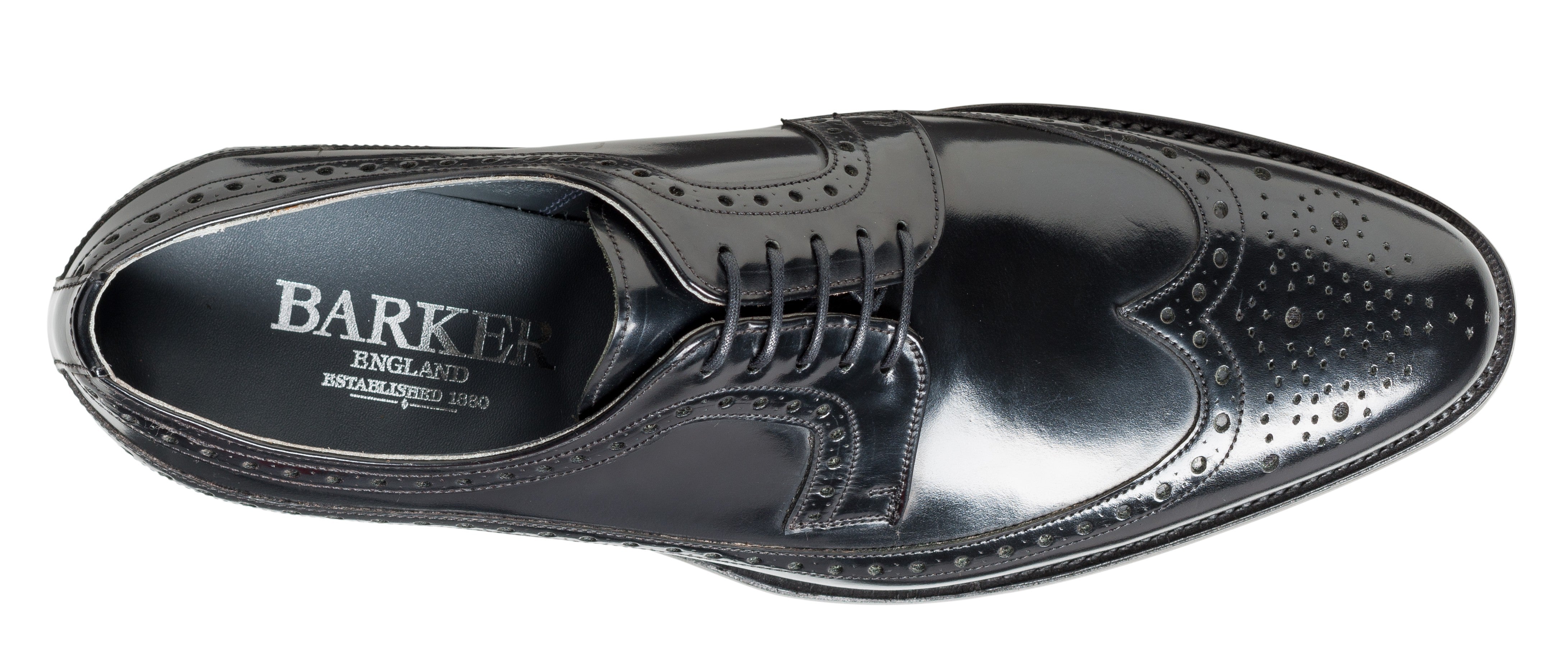 Barker Black Polish Brogue Woodbridge Shoes