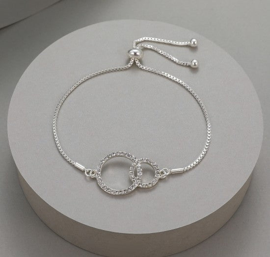 Gracee Sparkle Hoops Silver Necklace