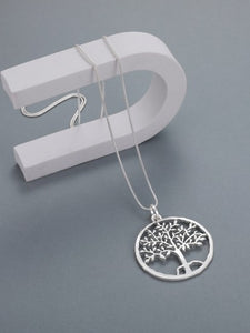 Gracee Silver Tree Of Life Long Necklace