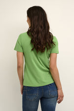 Load image into Gallery viewer, Cream Green V-Neck T-Shirt
