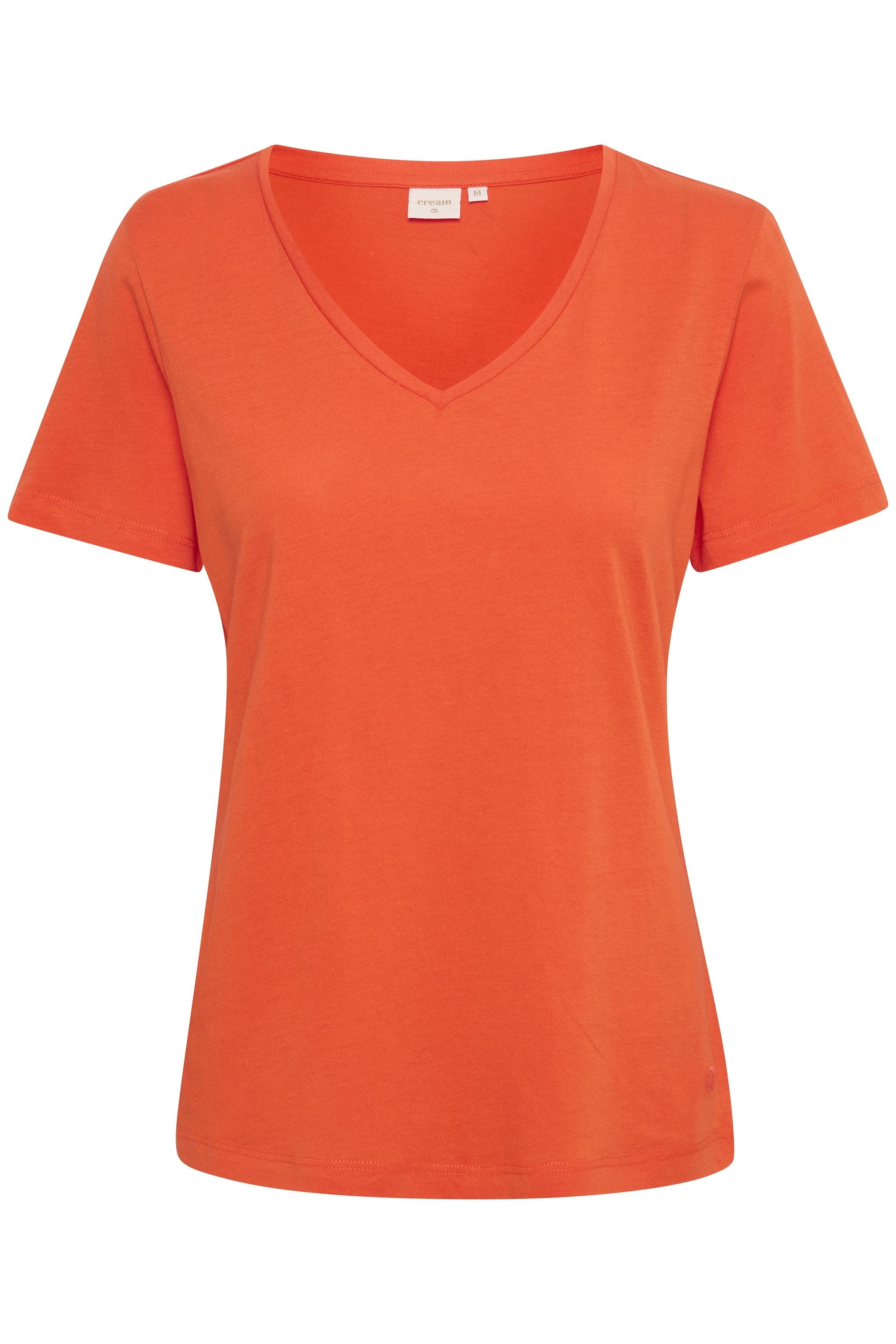 Cream Orange V-Neck T-Shirt