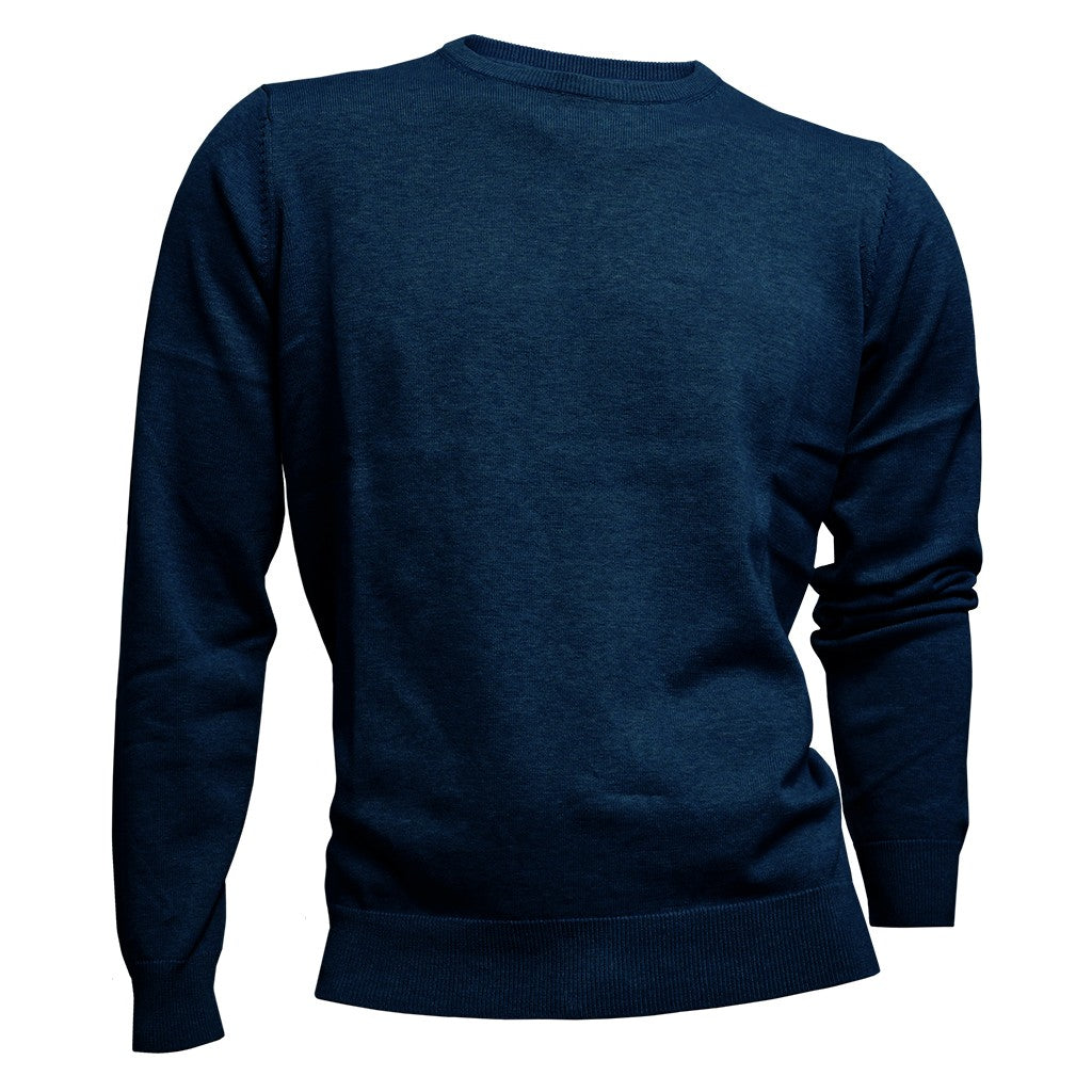 Franco Ponti Blue Merino Wool Crew Neck Sweater
