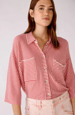 Load image into Gallery viewer, Oui Knitted Stripe Cardigan Red
