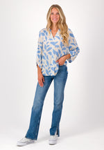 Load image into Gallery viewer, Just White Leaf Print Blouse Blue
