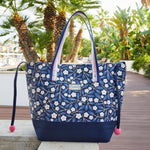 Load image into Gallery viewer, Earth Squared Floral Canvas Bag Blue
