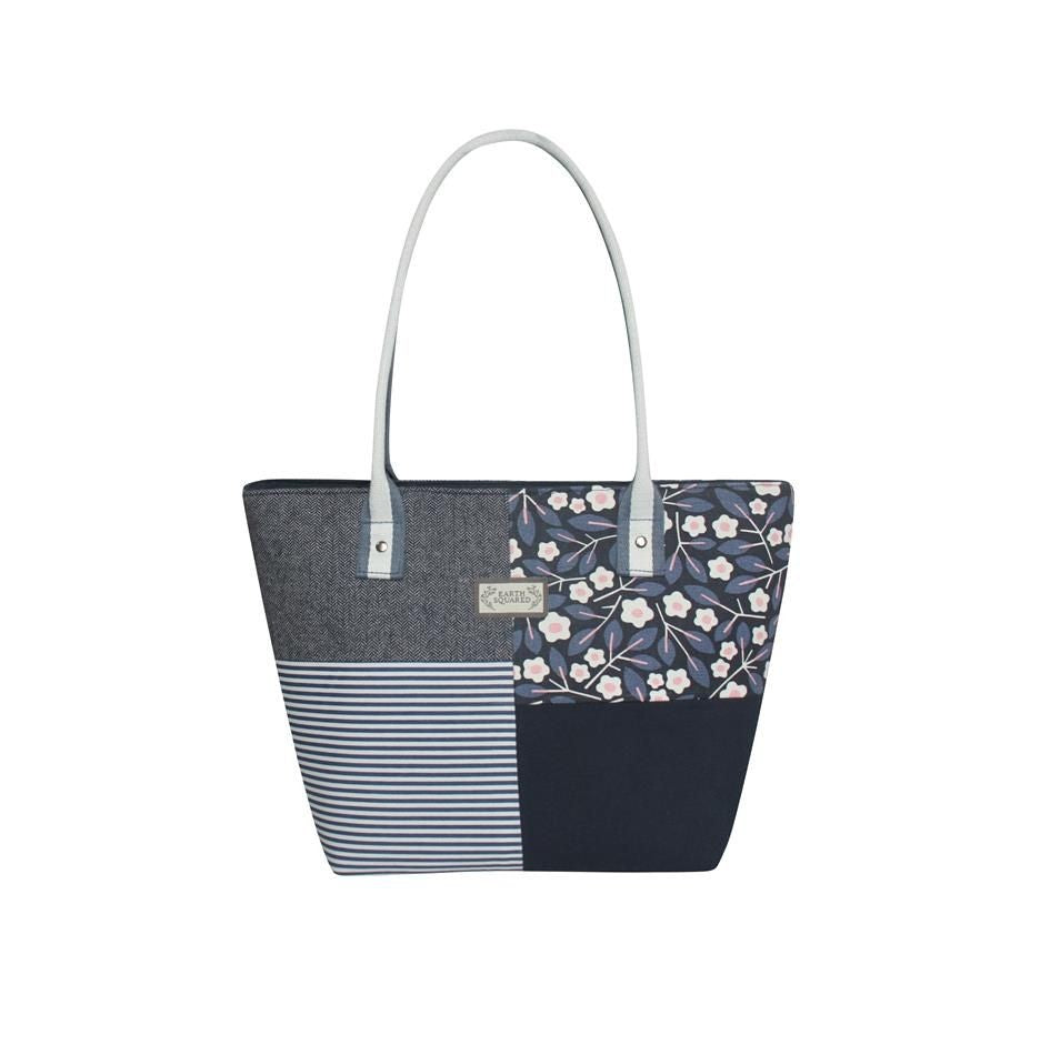 Earth Squared Patchwork Tote Blue