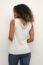 Load image into Gallery viewer, Cream Lace Vest Top White
