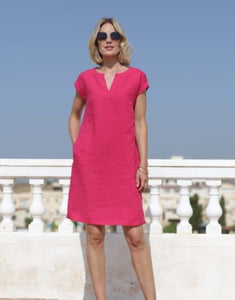 Pomodoro Linen Shift Dress Pink