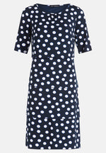 Load image into Gallery viewer, Betty Barclay Polka Dot Tiered Dress Blue
