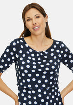 Load image into Gallery viewer, Betty Barclay Polka Dot Tiered Dress Blue

