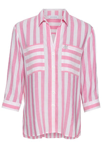 Just White Pink Stripe Blouse