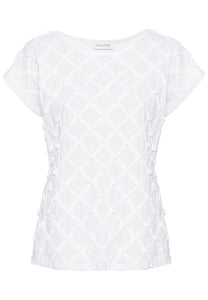 Just White Ribbon Embroided Blouse -WHITE