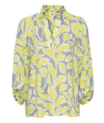 Load image into Gallery viewer, Just White Leaf Print Blouse Lemon
