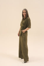 Load image into Gallery viewer, Cream Wrap Jumpsuit Khaki
