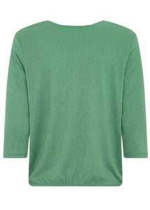 Olsen Crepe V-neck T-shirt Green