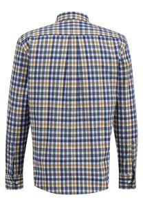 Fynch Hatton Supersoft Cotton Check Shirt Camel
