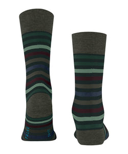 Falke Tinted Green Multi Stripe Cotton Blend Socks