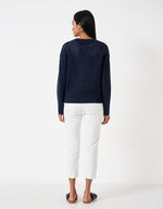 Load image into Gallery viewer, Crew Pointelle Cardigan Navy
