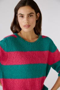 Oui Wool Blend Stripe Knit Green
