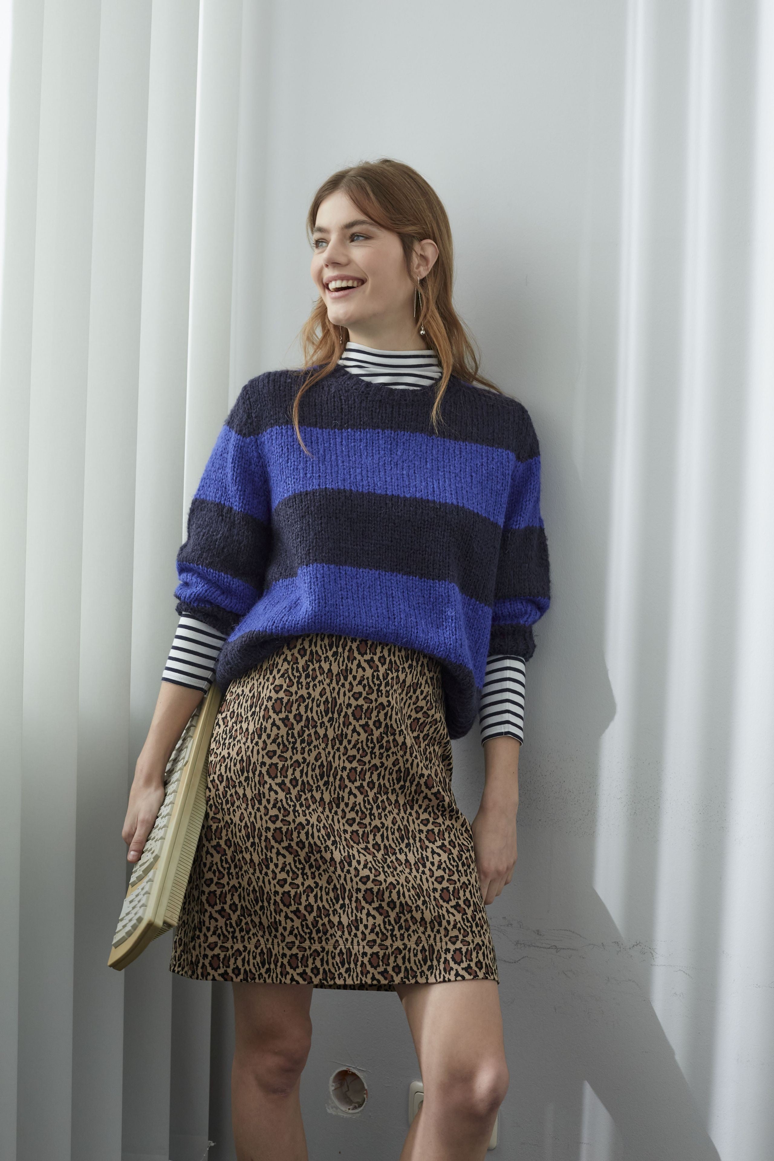 Oui Wool Blend Stripe Knit