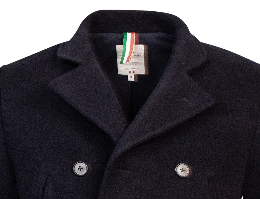 Giordano Double Breasted Wool Mix Coat Navy