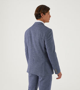 Skopes Herringbone Double Breasted Suit Jacket Blue Regular Length