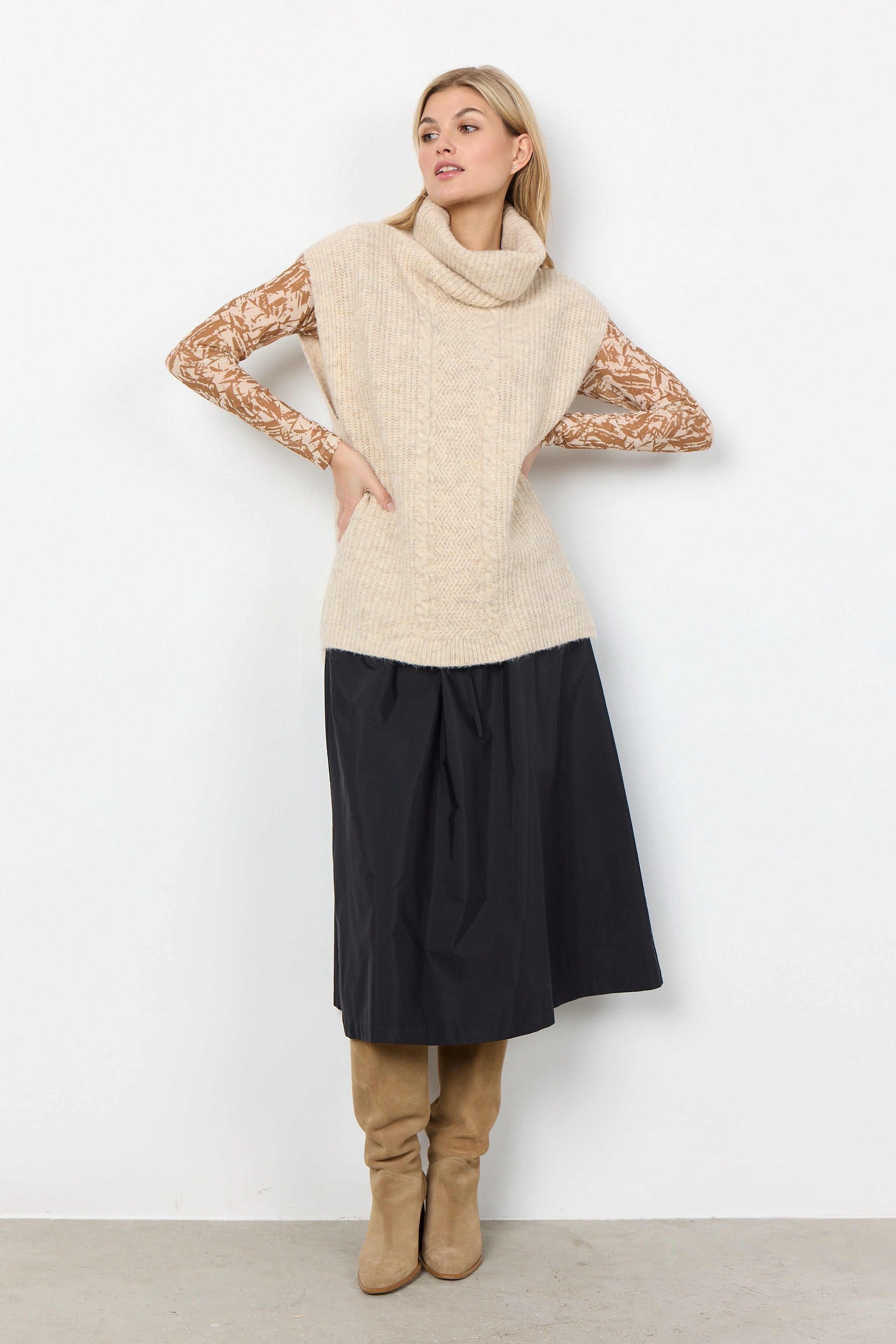 Soya Concept Knitted Poncho Cream