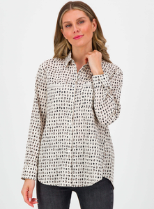 Just White Patterned Shirt Taupe