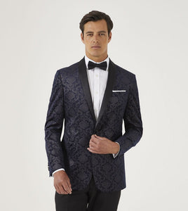 Skopes Navy Jacquard Velvet Jacket Regular Length